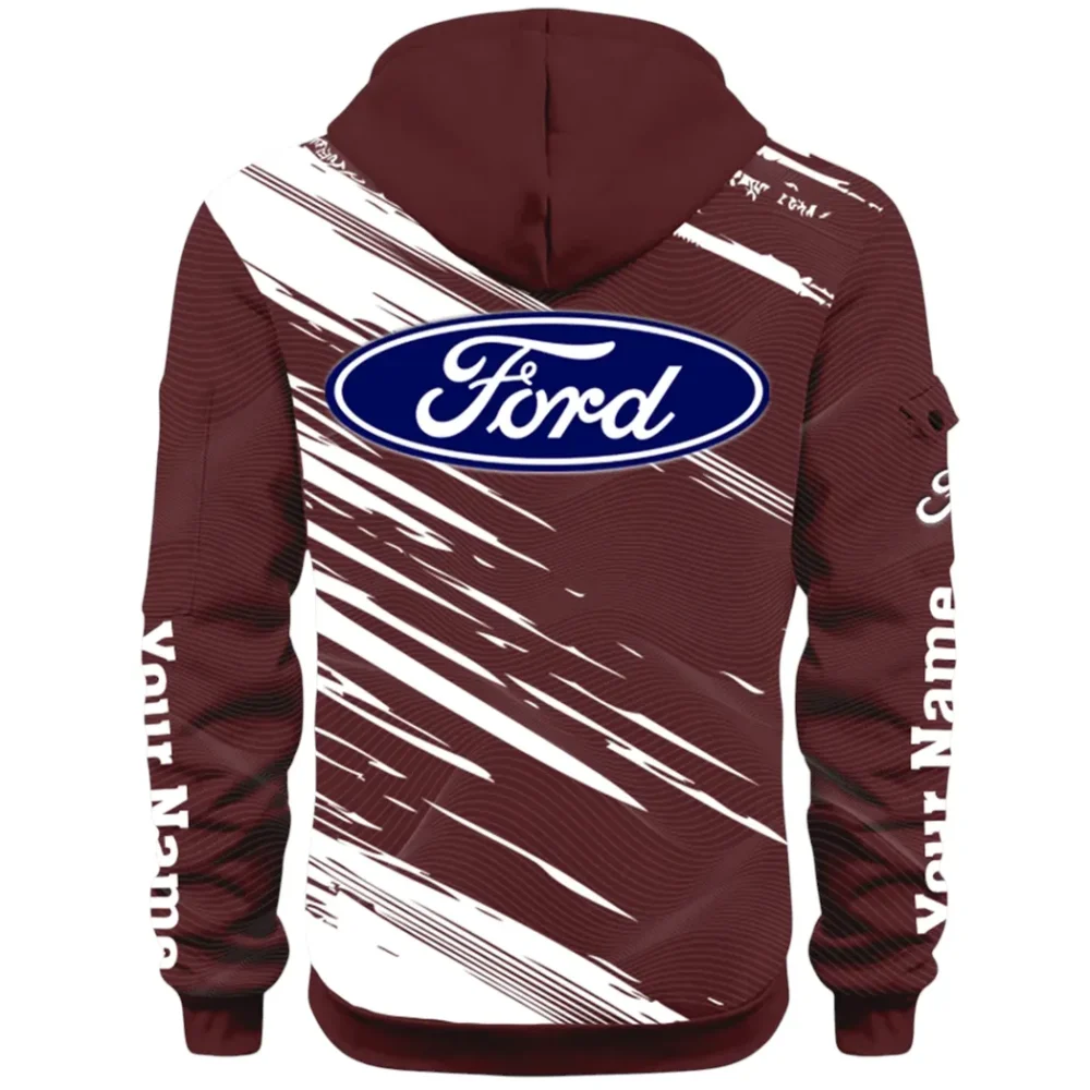 American Classic Hoodie Half Zip 3D, Everyday Comfortable Hoodie CAR514 - Dark Red - Image 3