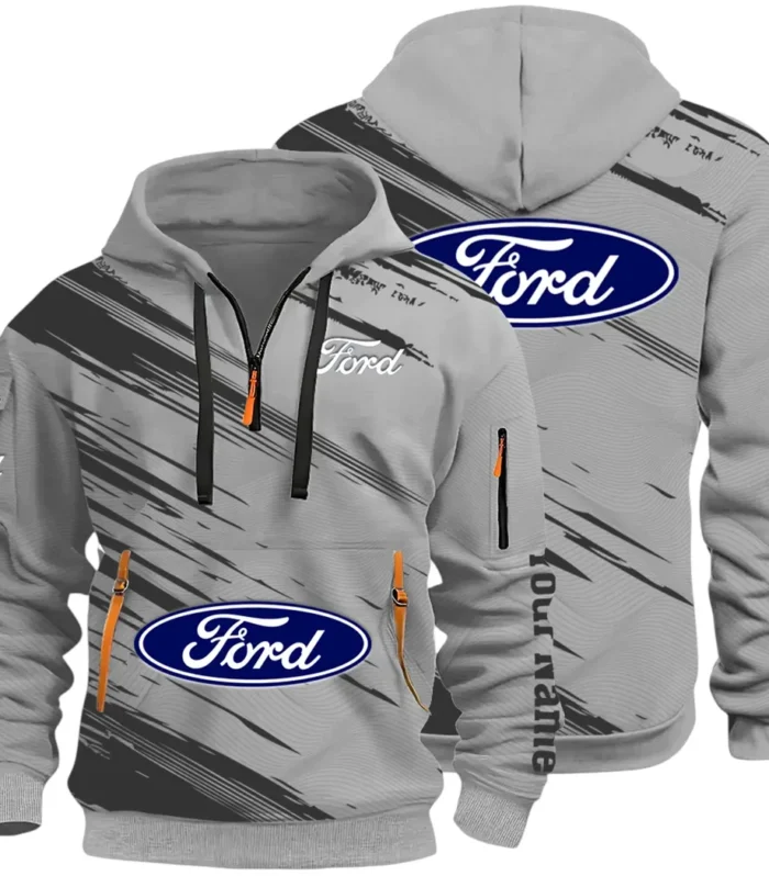 American Classic Hoodie Half Zip 3D, Everyday Comfortable Hoodie CAR514 - Gray