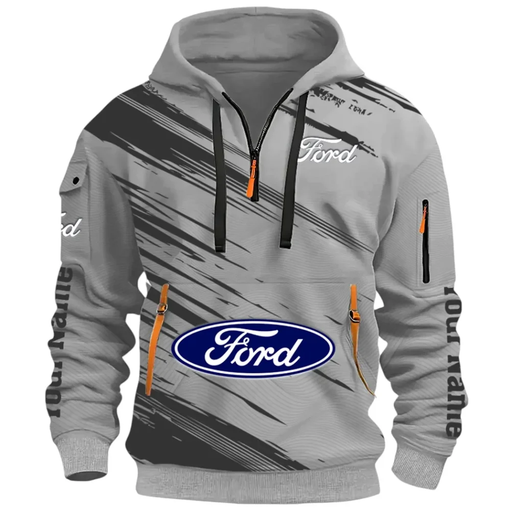 American Classic Hoodie Half Zip 3D, Everyday Comfortable Hoodie CAR514 - Gray - Image 2