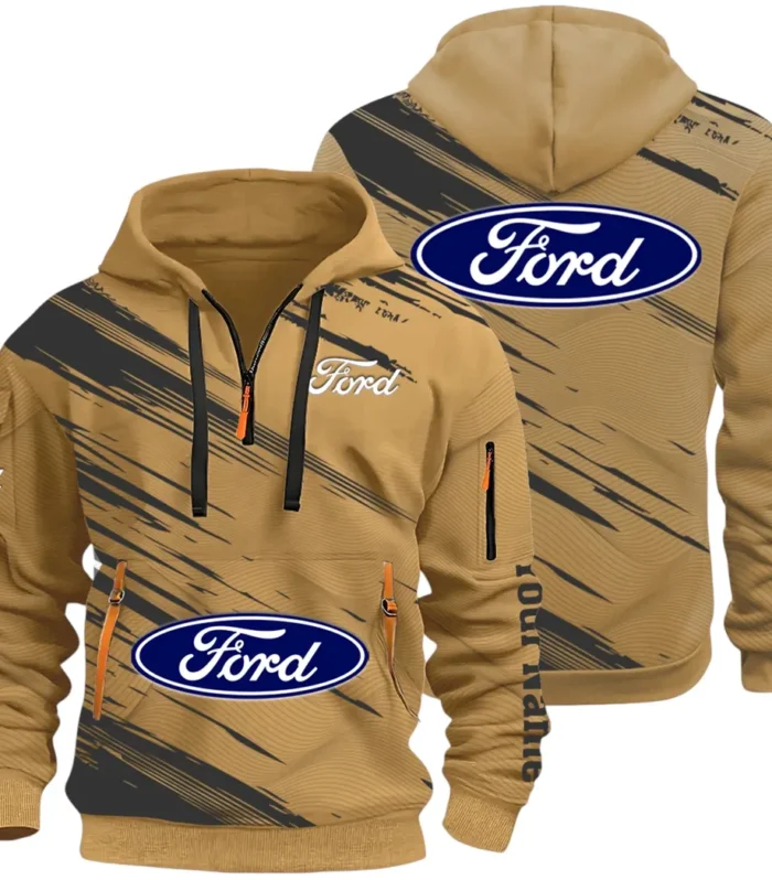 American Classic Hoodie Half Zip 3D, Everyday Comfortable Hoodie CAR514 - Khaki