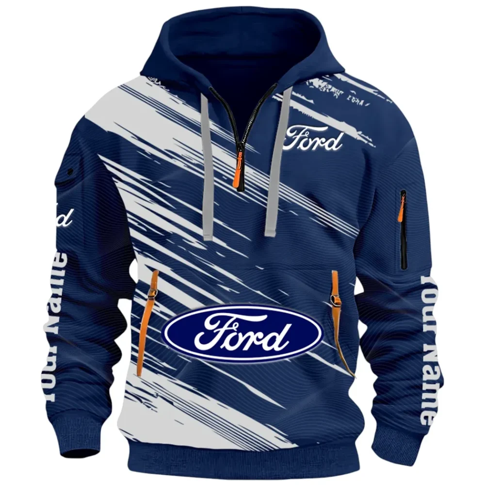 American Classic Hoodie Half Zip 3D, Everyday Comfortable Hoodie CAR514 - Navy - Image 2