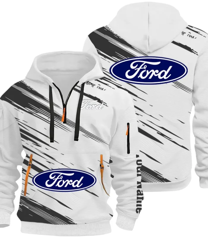 American Classic Hoodie Half Zip 3D, Everyday Comfortable Hoodie CAR514 - White