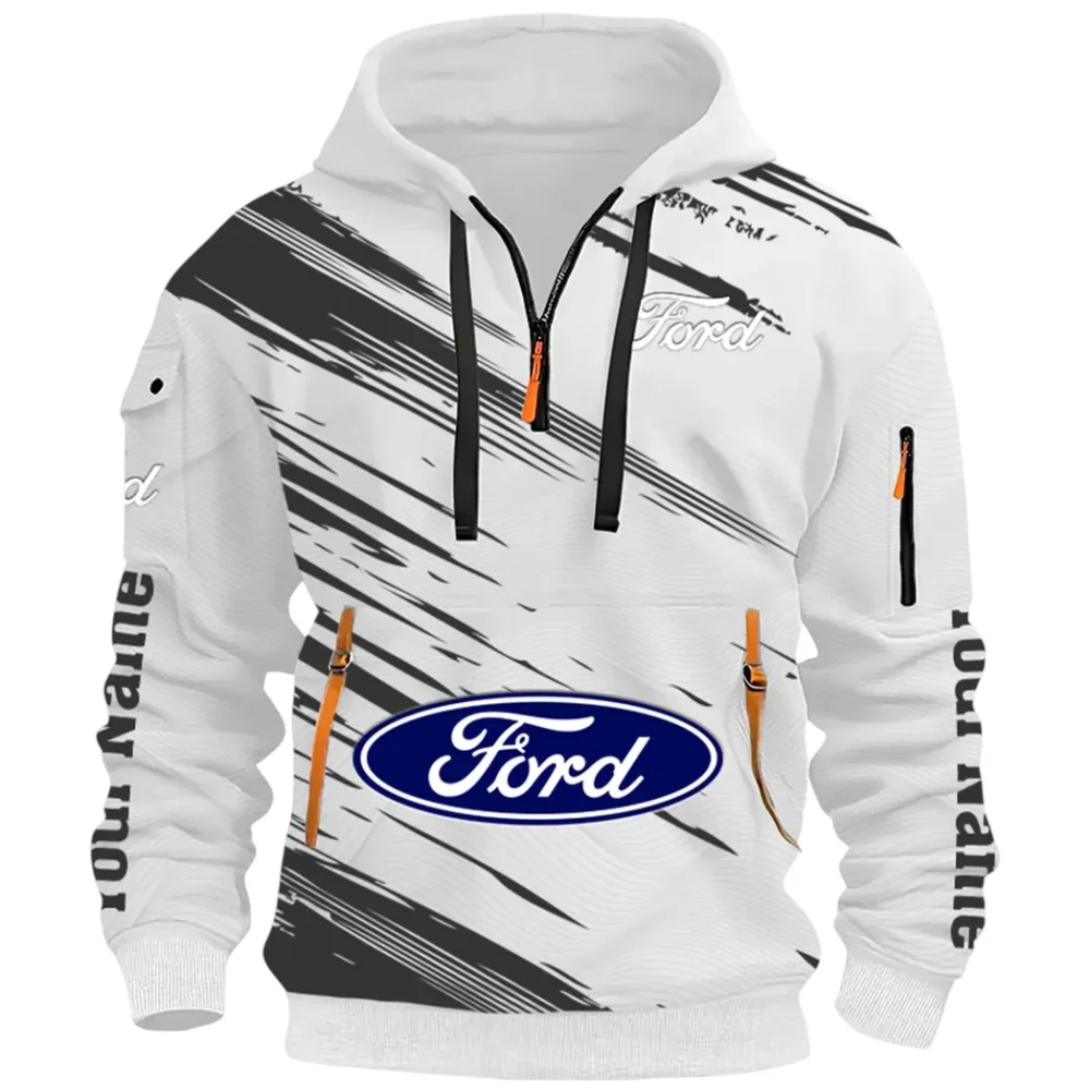 American Classic Hoodie Half Zip 3D, Everyday Comfortable Hoodie CAR514 - White - Image 2