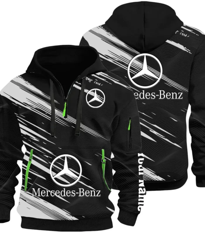 Business-Class Auto Hoodie Half Zip 3D, Adventure-Ready Streetwear CAR514 - Black