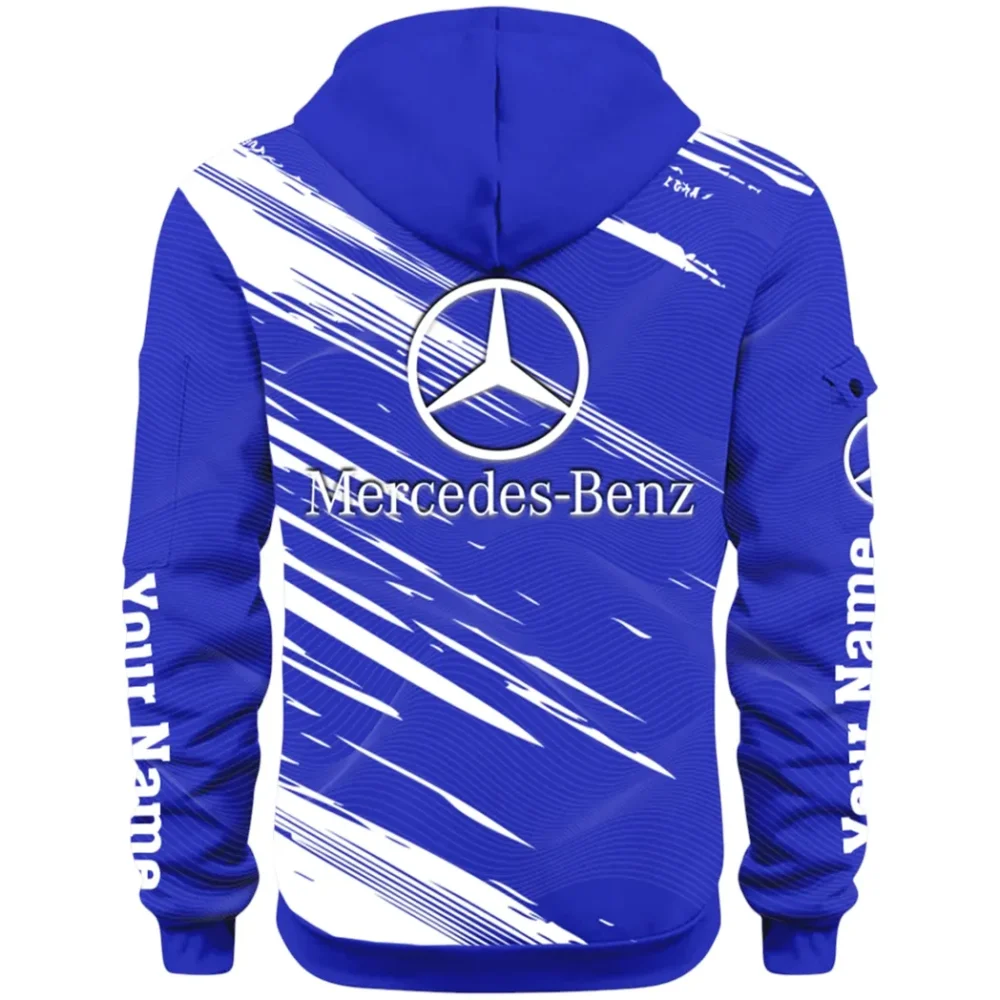 Business-Class Auto Hoodie Half Zip 3D, Adventure-Ready Streetwear CAR514 - Blue - Image 3