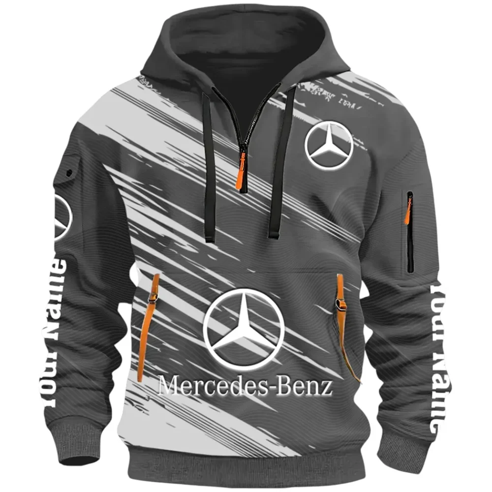 Business-Class Auto Hoodie Half Zip 3D, Adventure-Ready Streetwear CAR514 - Dark Gray - Image 2
