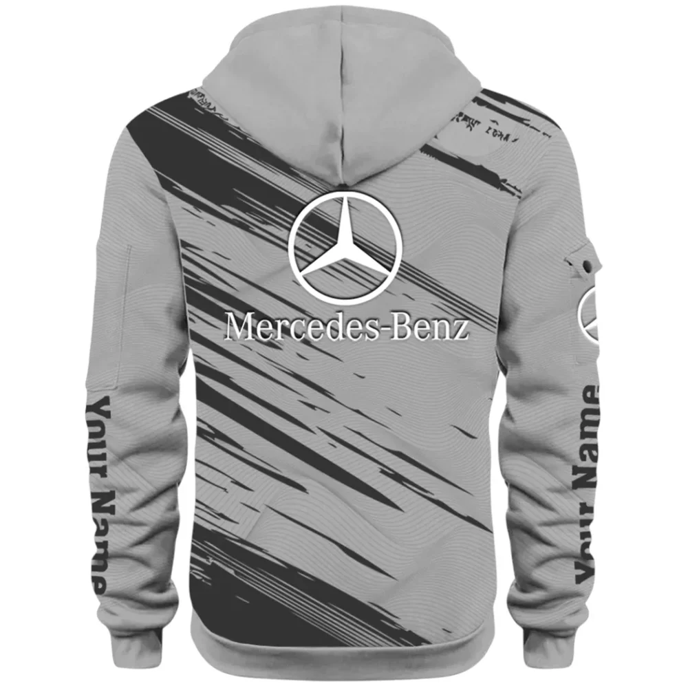 Business-Class Auto Hoodie Half Zip 3D, Adventure-Ready Streetwear CAR514 - Gray - Image 3