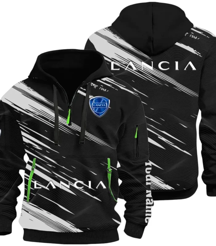 Retro Car Hoodie Half Zip 3D, Streetwear Casual Look Outfit CAR514 - Black