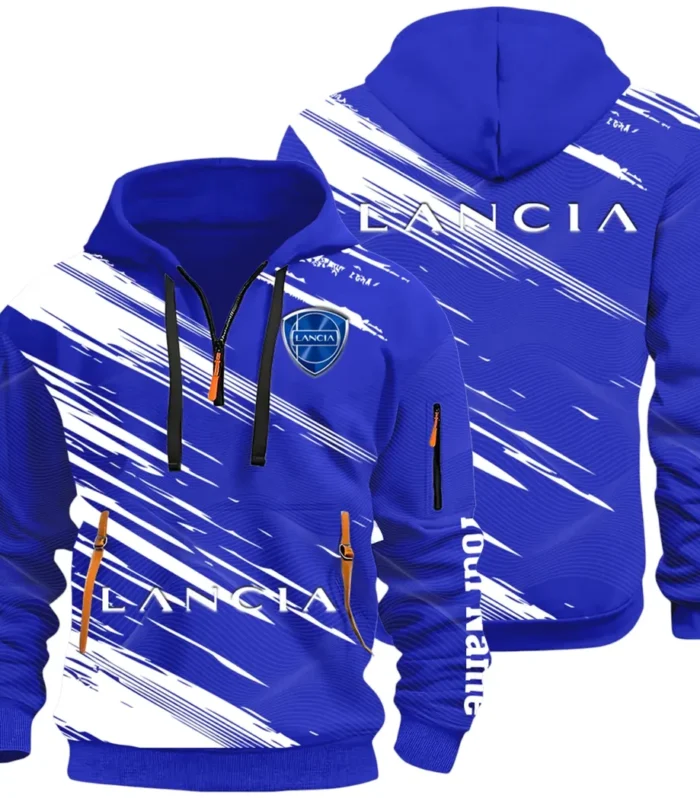 Retro Car Hoodie Half Zip 3D, Streetwear Casual Look Outfit CAR514 - Blue