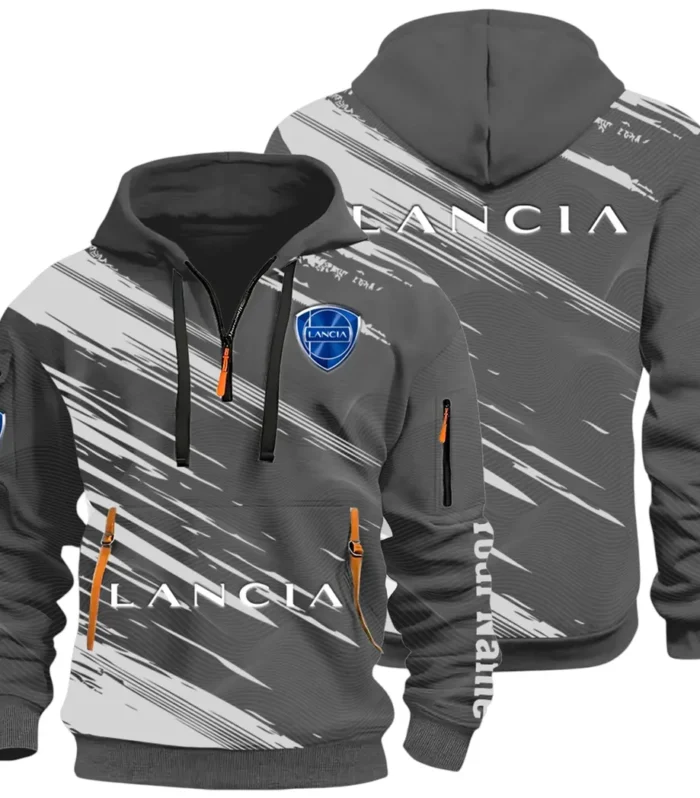 Retro Car Hoodie Half Zip 3D, Streetwear Casual Look Outfit CAR514 - Dark Gray
