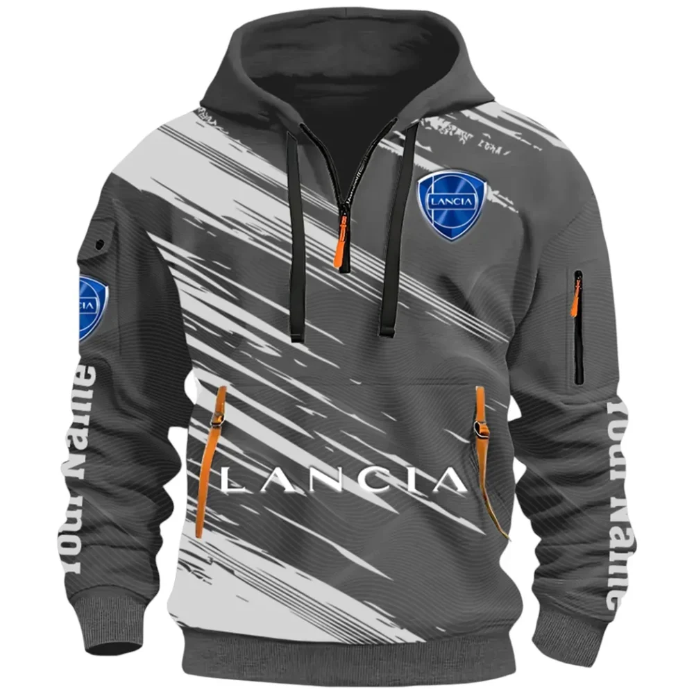 Retro Car Hoodie Half Zip 3D, Streetwear Casual Look Outfit CAR514 - Dark Gray - Image 2