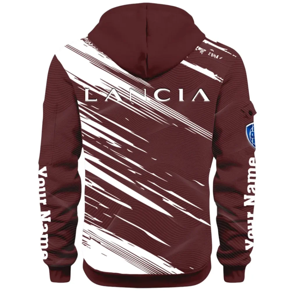 Retro Car Hoodie Half Zip 3D, Streetwear Casual Look Outfit CAR514 - Dark Red - Image 3