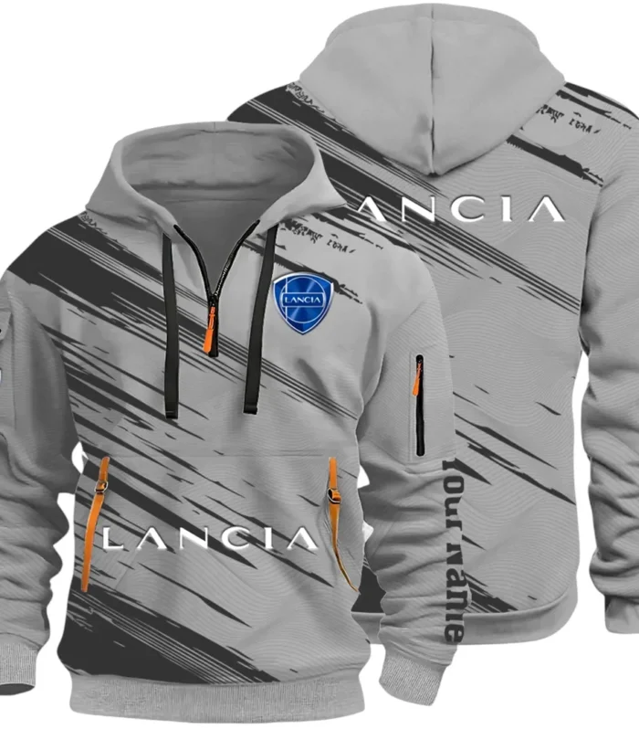 Retro Car Hoodie Half Zip 3D, Streetwear Casual Look Outfit CAR514 - Gray