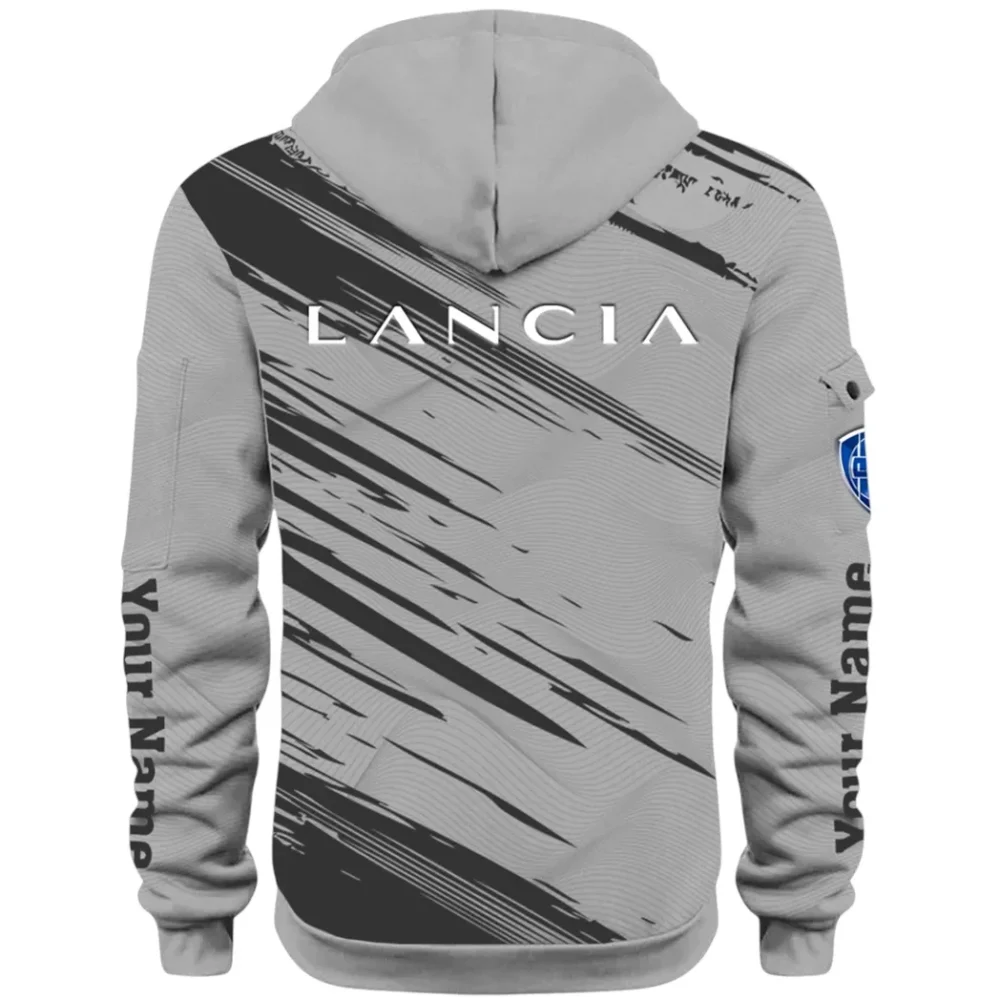 Retro Car Hoodie Half Zip 3D, Streetwear Casual Look Outfit CAR514 - Gray - Image 3