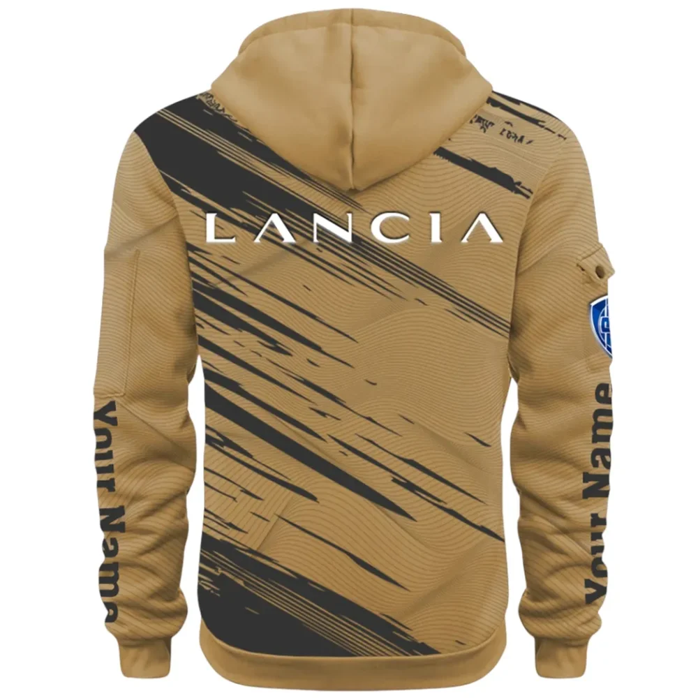 Retro Car Hoodie Half Zip 3D, Streetwear Casual Look Outfit CAR514 - Khaki - Image 3