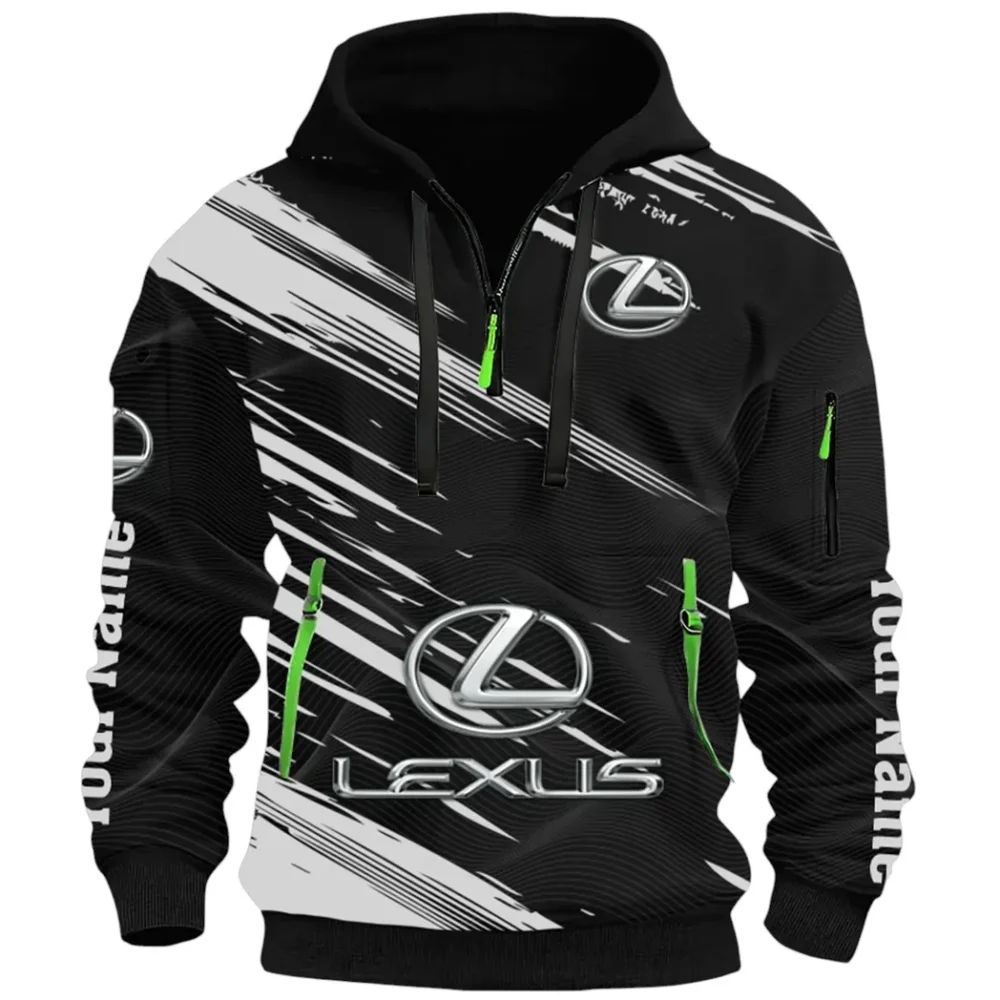 Grand Touring Auto Hoodie Half Zip 3D, Casual Fit for Everyday Wear Hoodie CAR514 - Black - Image 2