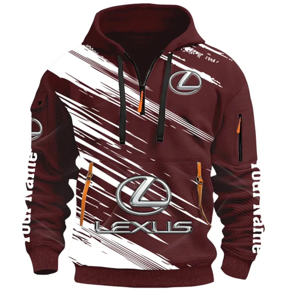 Grand Touring Auto Hoodie Half Zip 3D, Casual Fit for Everyday Wear Hoodie CAR514 - Dark Red - Image 2