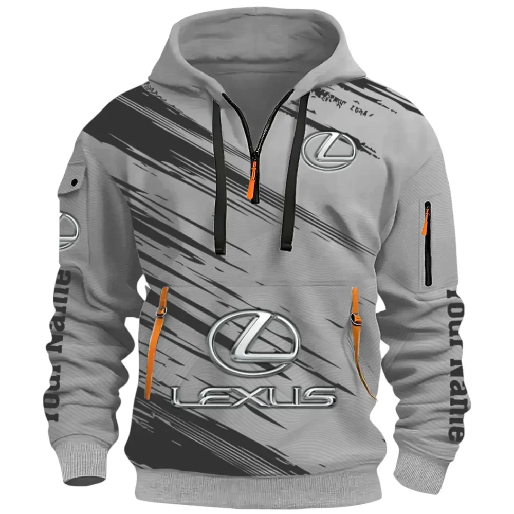 Grand Touring Auto Hoodie Half Zip 3D, Casual Fit for Everyday Wear Hoodie CAR514 - Gray - Image 2