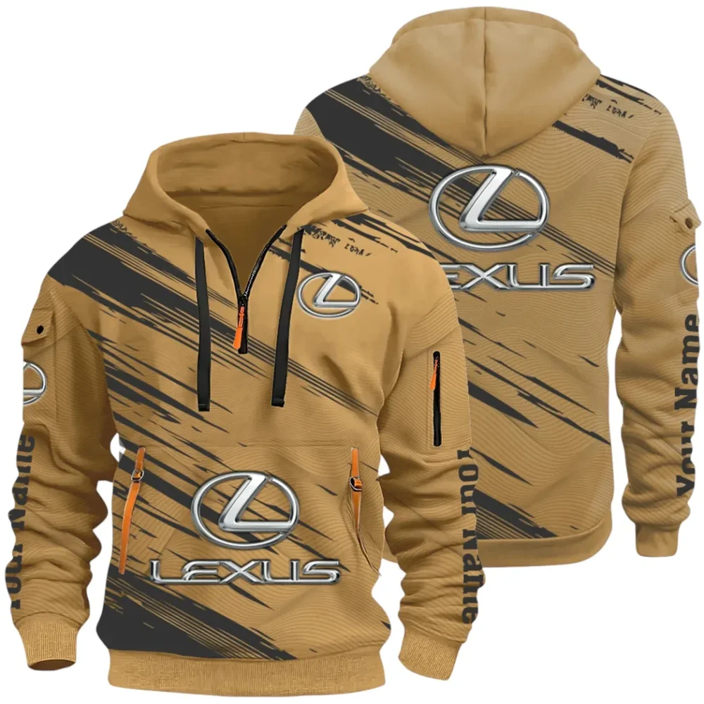 Grand Touring Auto Hoodie Half Zip 3D, Casual Fit for Everyday Wear Hoodie CAR514 - Khaki