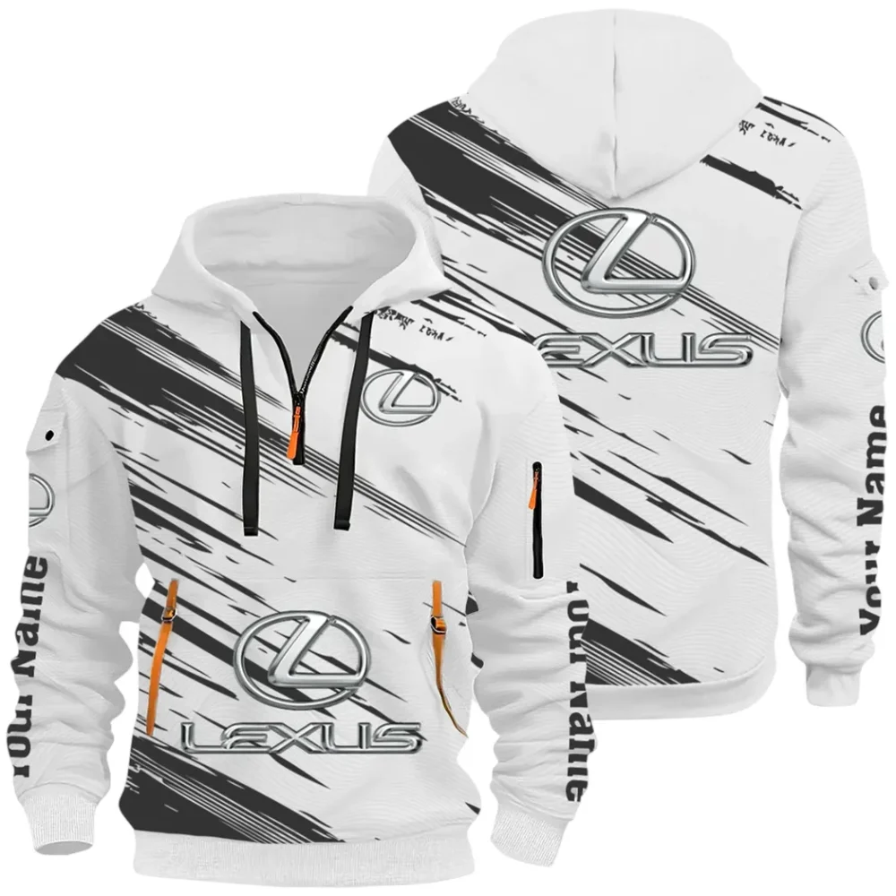 Grand Touring Auto Hoodie Half Zip 3D, Casual Fit for Everyday Wear Hoodie CAR514 - White