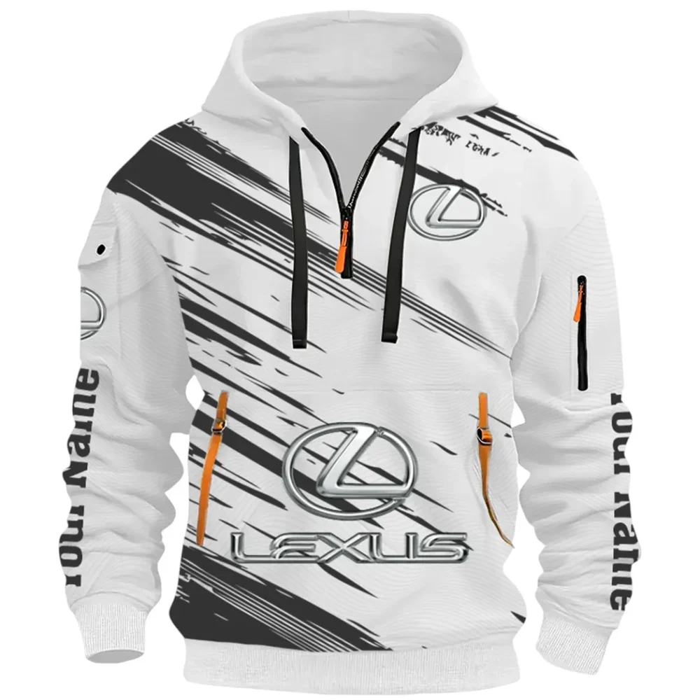 Grand Touring Auto Hoodie Half Zip 3D, Casual Fit for Everyday Wear Hoodie CAR514 - White - Image 2