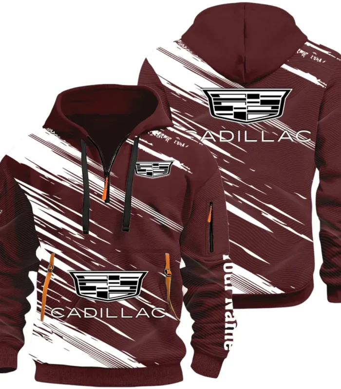 Refined Classic Ride Hoodie Half Zip 3D, Durable & Casual Streetwear CAR514 - Dark Red