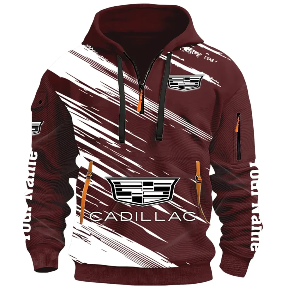 Refined Classic Ride Hoodie Half Zip 3D, Durable & Casual Streetwear CAR514 - Dark Red - Image 2