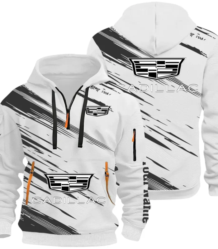Refined Classic Ride Hoodie Half Zip 3D, Durable & Casual Streetwear CAR514 - White