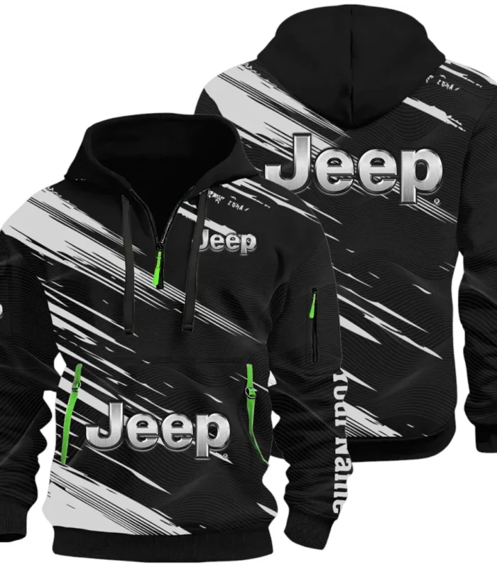 Adventure Utility Vehicle Hoodie Half Zip 3D, Adventure-Ready Streetwear CAR514 - Black