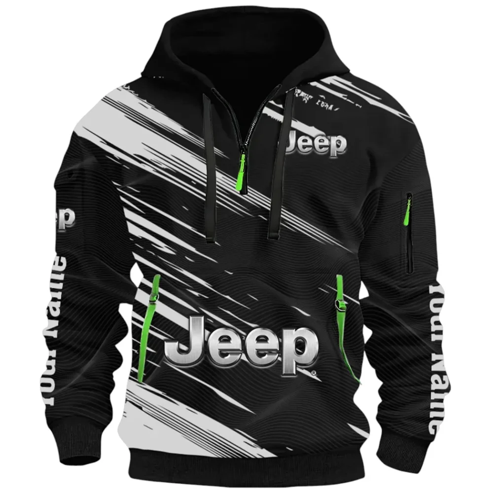 Adventure Utility Vehicle Hoodie Half Zip 3D, Adventure-Ready Streetwear CAR514 - Black - Image 2