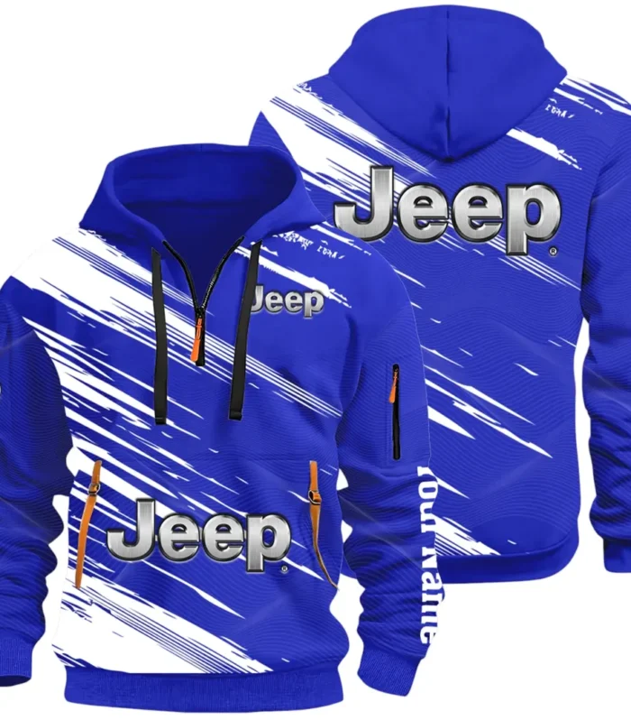 Adventure Utility Vehicle Hoodie Half Zip 3D, Adventure-Ready Streetwear CAR514 - Blue