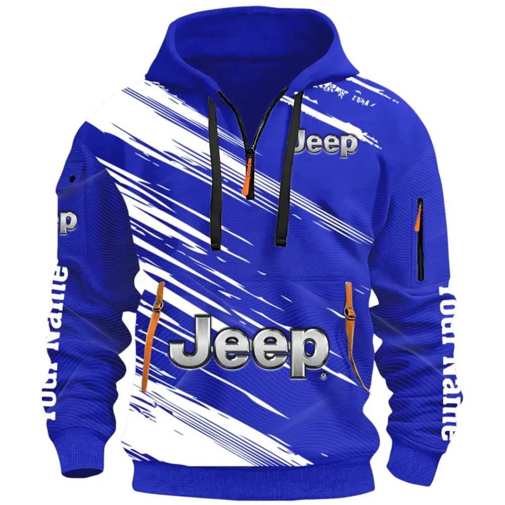Adventure Utility Vehicle Hoodie Half Zip 3D, Adventure-Ready Streetwear CAR514 - Blue - Image 2