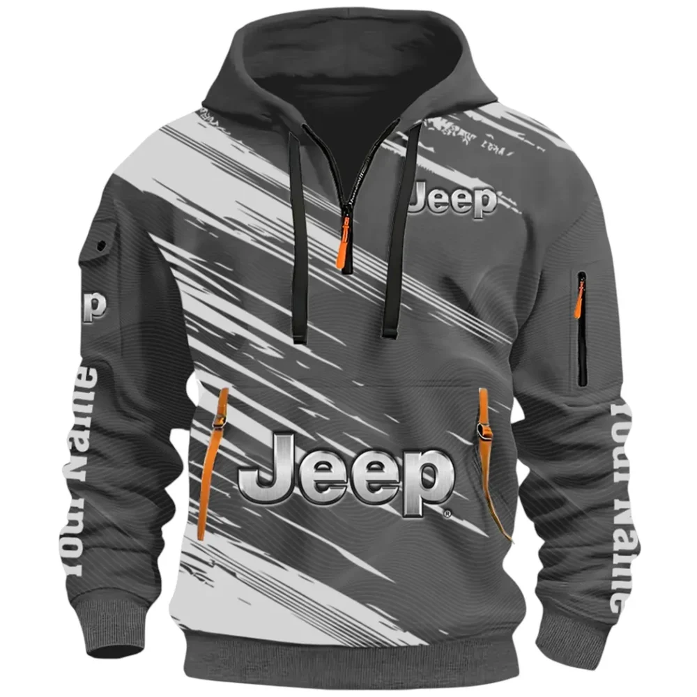 Adventure Utility Vehicle Hoodie Half Zip 3D, Adventure-Ready Streetwear CAR514 - Dark Gray - Image 2