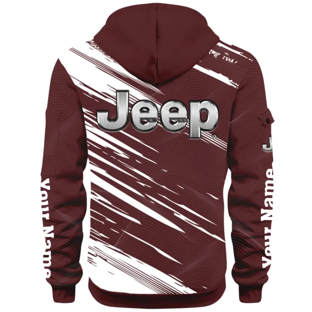 Adventure Utility Vehicle Hoodie Half Zip 3D, Adventure-Ready Streetwear CAR514 - Dark Red - Image 3