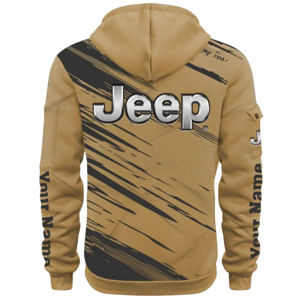 Adventure Utility Vehicle Hoodie Half Zip 3D, Adventure-Ready Streetwear CAR514 - Khaki - Image 3