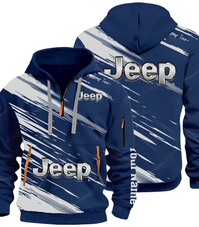 Adventure Utility Vehicle Hoodie Half Zip 3D, Adventure-Ready Streetwear CAR514 - Navy