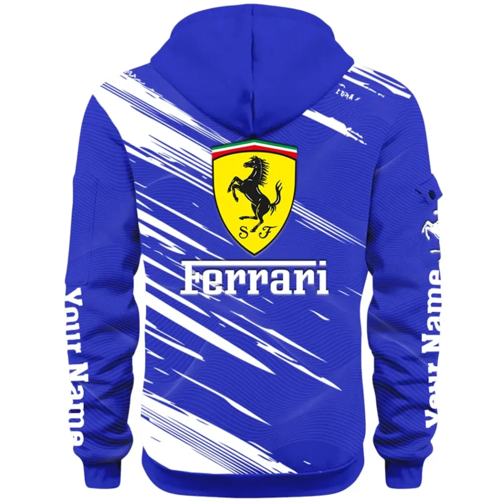 Italian Supercar Hoodie Half Zip 3D, Rugged Casual Fit Hoodie CAR514 - Blue - Image 3