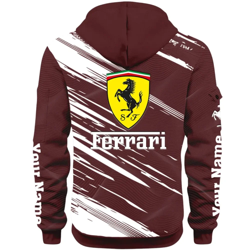 Italian Supercar Hoodie Half Zip 3D, Rugged Casual Fit Hoodie CAR514 - Dark Red - Image 3