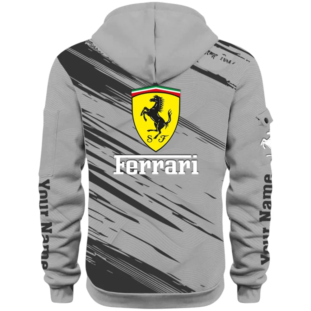Italian Supercar Hoodie Half Zip 3D, Rugged Casual Fit Hoodie CAR514 - Gray - Image 3