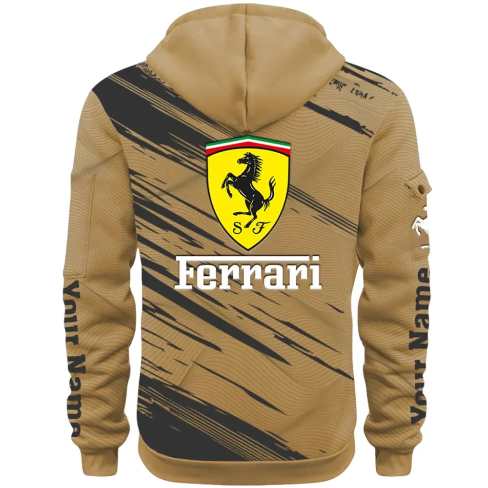 Italian Supercar Hoodie Half Zip 3D, Rugged Casual Fit Hoodie CAR514 - Khaki - Image 3
