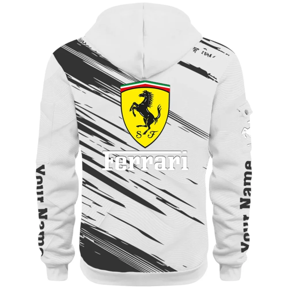 Italian Supercar Hoodie Half Zip 3D, Rugged Casual Fit Hoodie CAR514 - White - Image 3