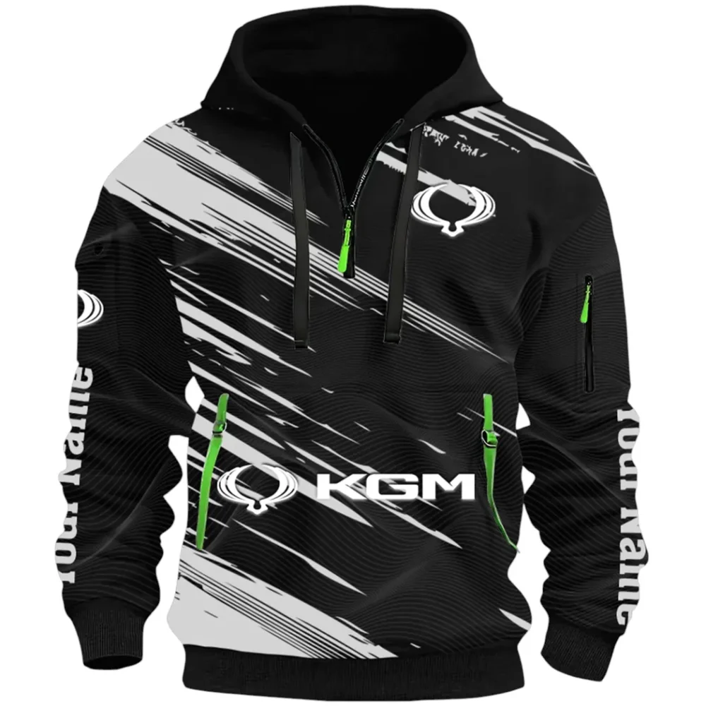 Racing Auto Hoodie Half Zip 3D, Casual Street-Ready Hoodie CAR514 - Black - Image 2