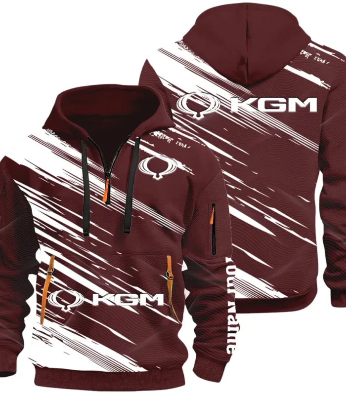 Racing Auto Hoodie Half Zip 3D, Casual Street-Ready Hoodie CAR514 - Dark Red