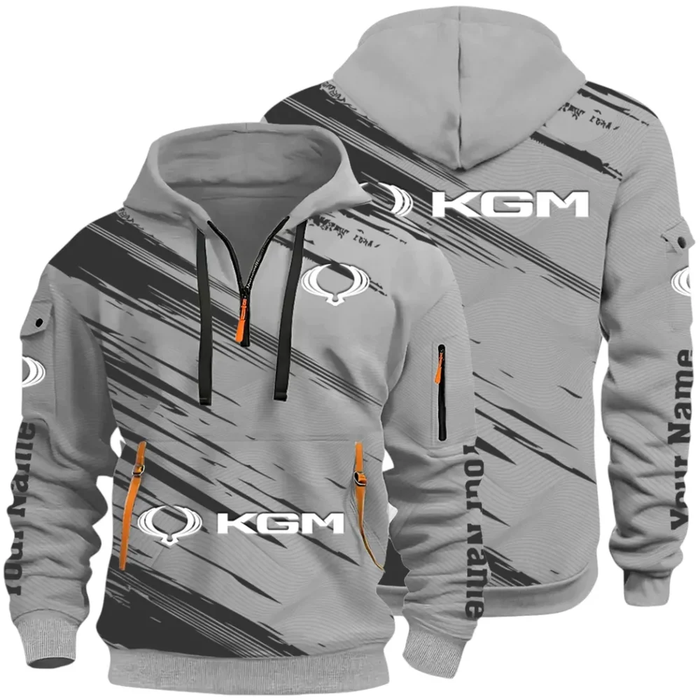 Racing Auto Hoodie Half Zip 3D, Casual Street-Ready Hoodie CAR514 - Gray
