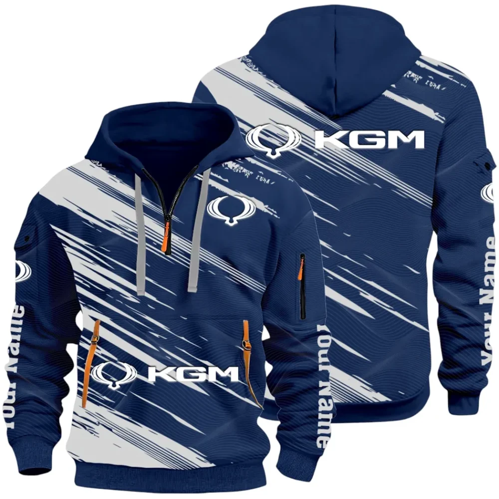 Racing Auto Hoodie Half Zip 3D, Casual Street-Ready Hoodie CAR514 - Navy