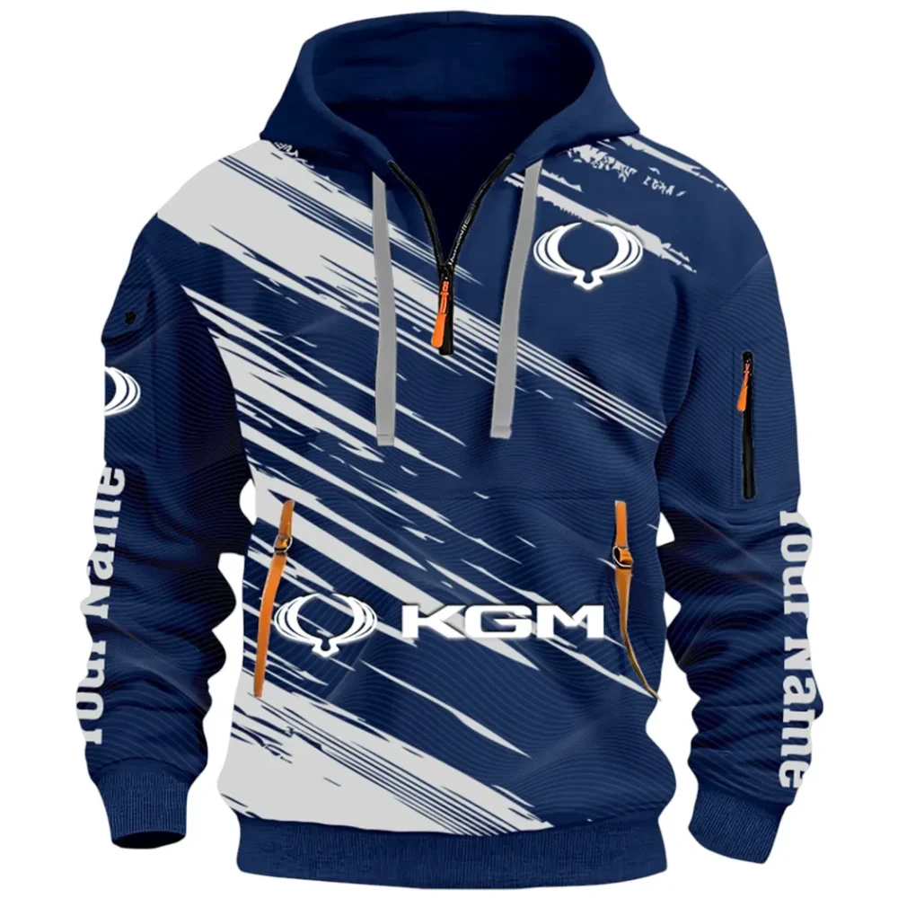 Racing Auto Hoodie Half Zip 3D, Casual Street-Ready Hoodie CAR514 - Navy - Image 2