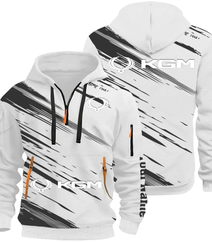 Racing Auto Hoodie Half Zip 3D, Casual Street-Ready Hoodie CAR514 - White