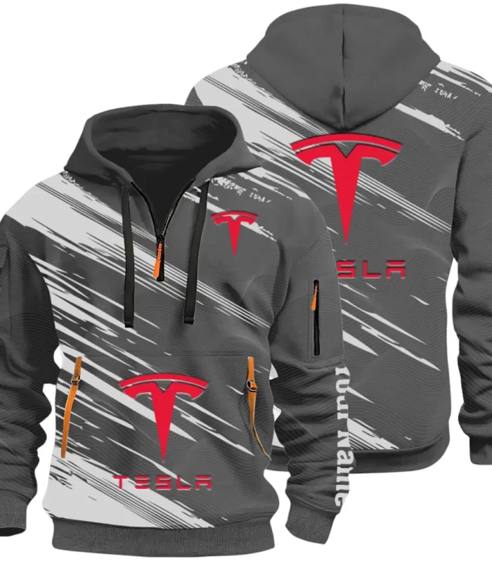 High-Tech Auto Hoodie Half Zip 3D, Rugged Casual Fit Hoodie CAR514 - Dark Gray