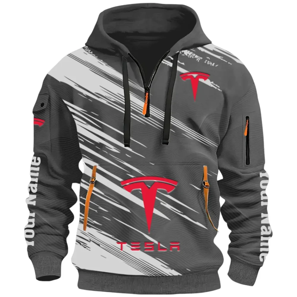 High-Tech Auto Hoodie Half Zip 3D, Rugged Casual Fit Hoodie CAR514 - Dark Gray - Image 2