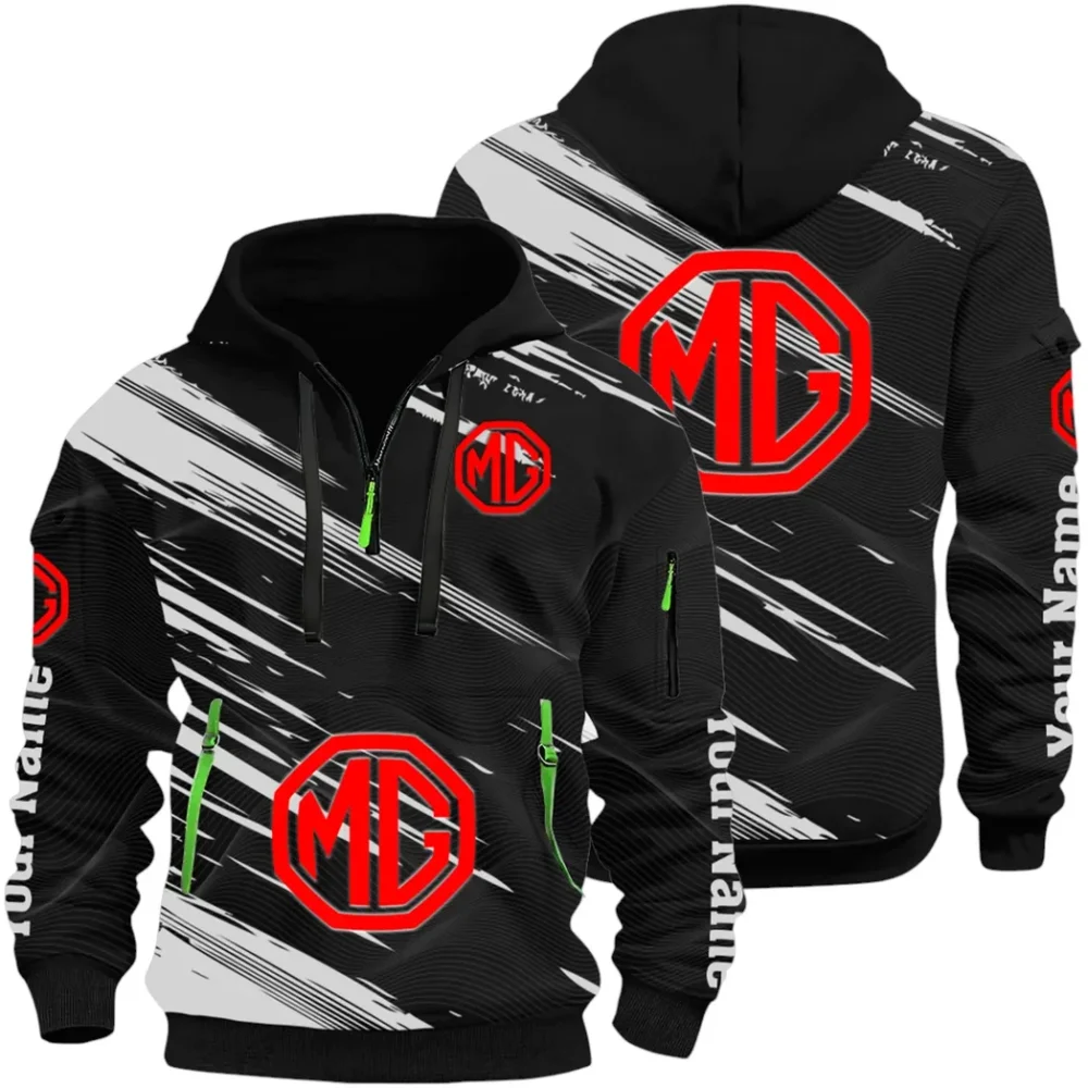 Compact Roadster Hoodie Half Zip 3D, Adventure-Ready Streetwear CAR514 - Black